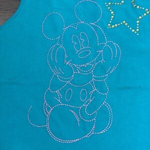 NWT Disneyland Resort Mickey Mouse Embroidered Teal Tank Top XXL Rhinestone